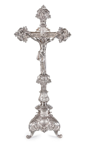 Spanish 19th Century Silver Plated Crucifix