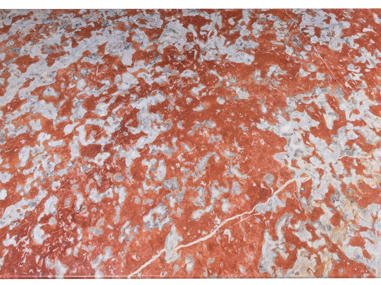 An Early 20th Century French Orange Marble-Top Table on Wrought Iron Base