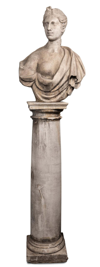 Pair of 19th Century Female Busts on Columnar Plinths