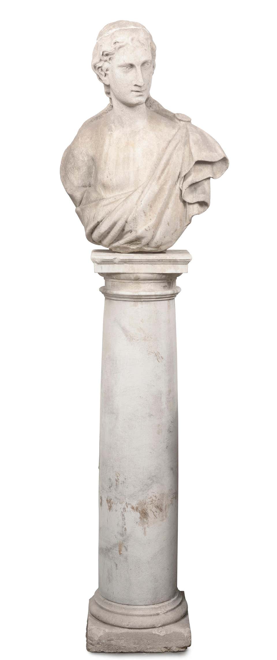 Pair of 19th Century Female Busts on Columnar Plinths