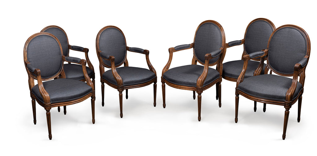 A Medallion Back Louis XVI Style Dining Chairs