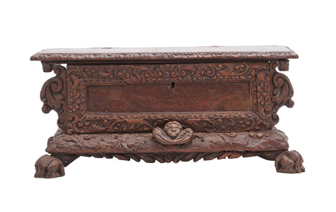 A Late 17th Early 18th Century Italian Caved Oak and Pine Chest