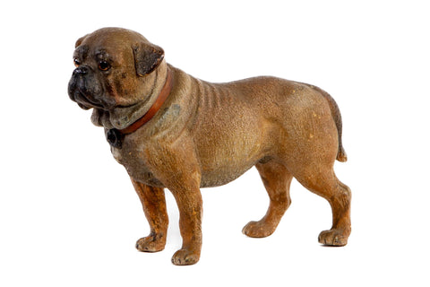 A Painted Terracotta figure of a Mastif, French 19th Century