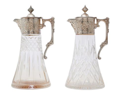 A Pair of Cut Crystal Claret Jugs