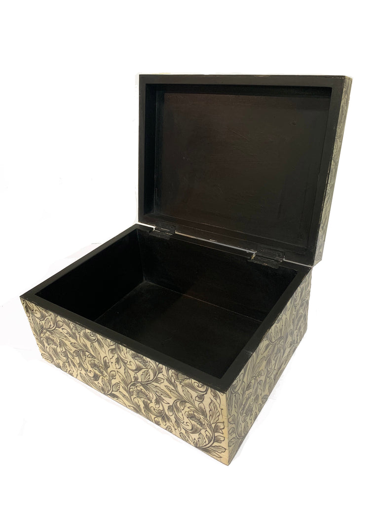 Bone Inlay Box with Foliated Scroll