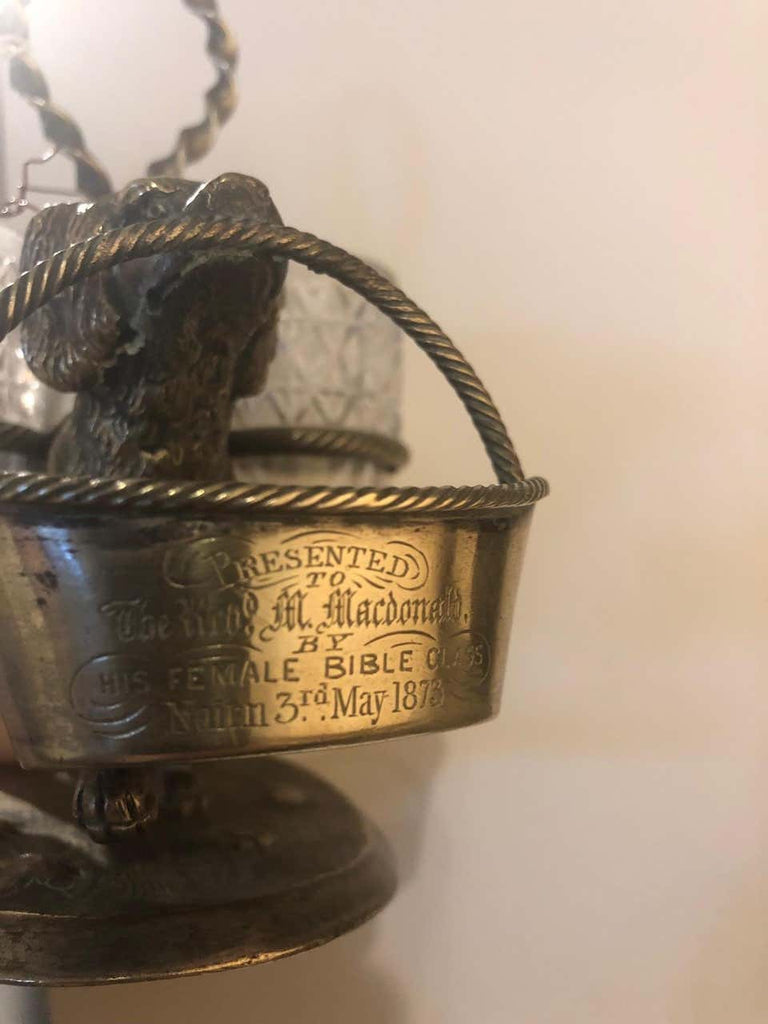 A Late 19th Century Scottish Victorian Silver Plate Retriever Double Cruet Set