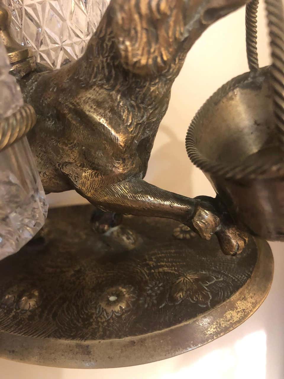 A Late 19th Century Scottish Victorian Silver Plate Retriever Double Cruet Set