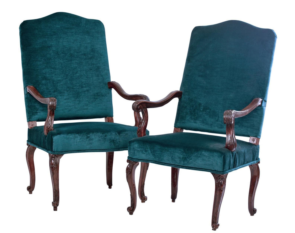 A Pair of Italian Walnut Fauteuils