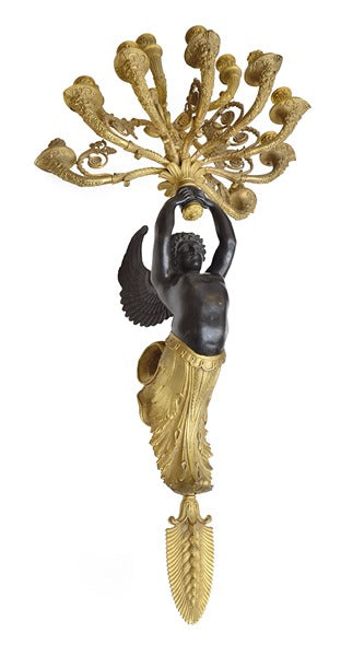 A Pair  of French Empire Style Ormolu Candelabra.