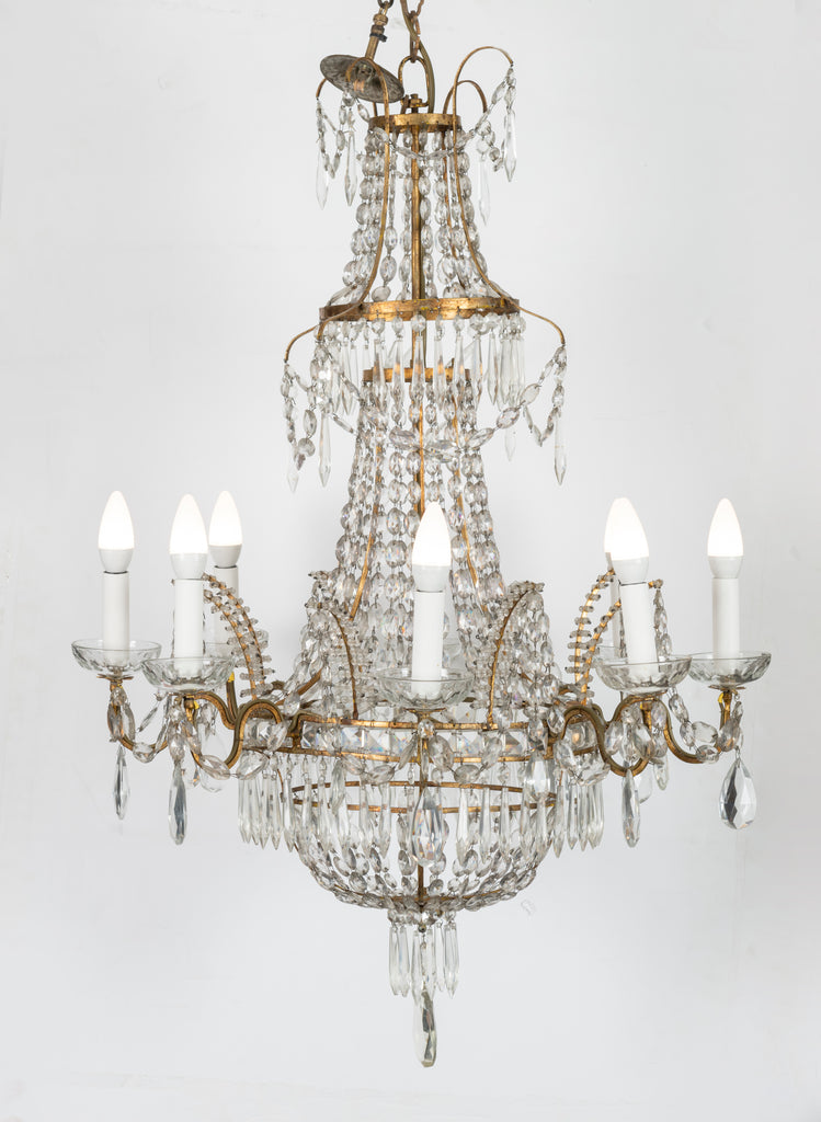 A 19th Century French Crystal Basket Chandelier