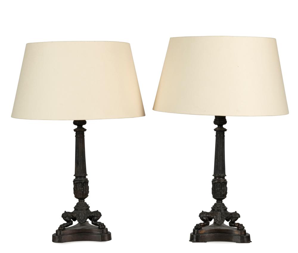 A Pair of Cast Bronze Lamps