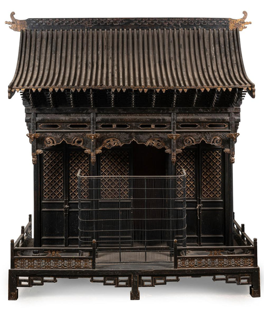 A Carved Black Lacquered and Giltwood Temple, Qing Dynasty 19th Century