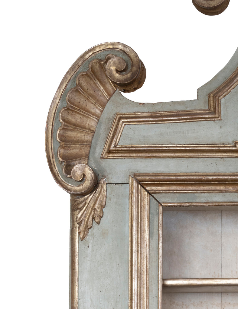 An Impressive 18th Century Italian Baroque Polychrome and Giltwood Open Book Cabinet