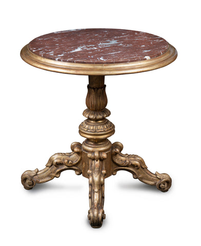 A Giltwood and Rosso Antico Marble Top Table, 19th Century