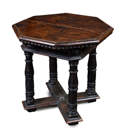 An Antique Italian Walnut Octagonal Library Table