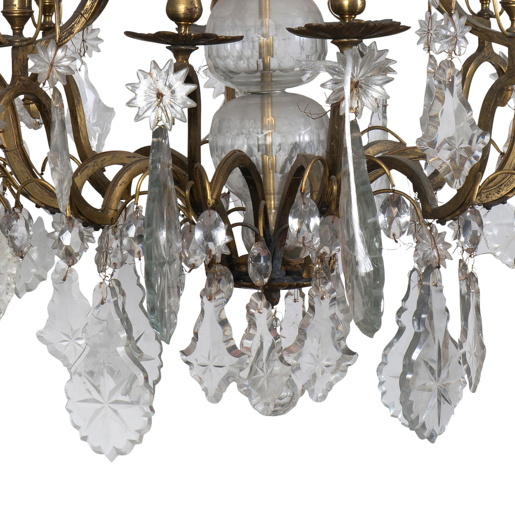 A French Louis XVI Style Cage Chandelier with Glass Spires, 19the Century