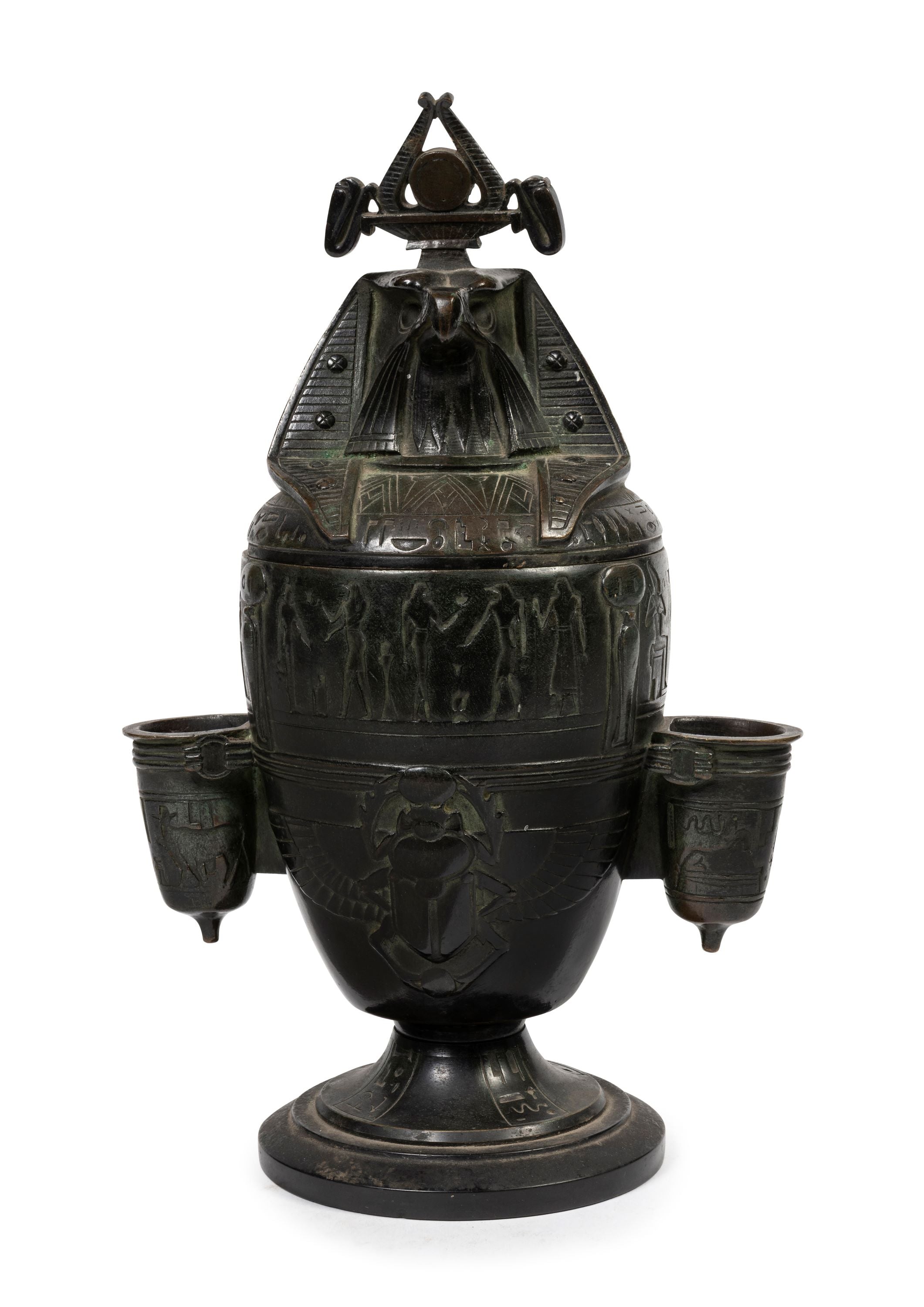 An Egyptian Style Bronze Vase with Cover (GS. 199)