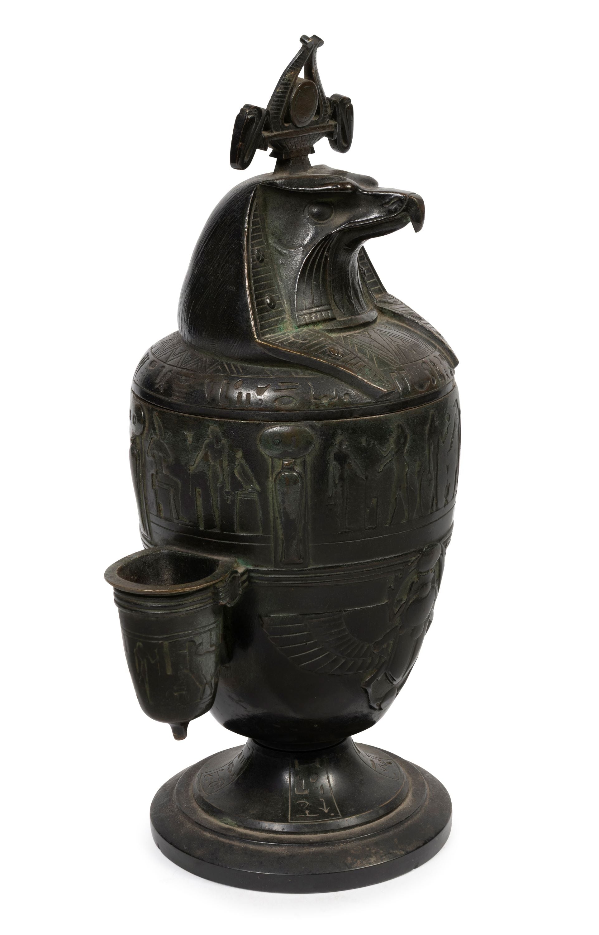 An Egyptian Style Bronze Vase with Cover (GS. 199)