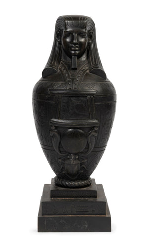 A Bronzed Metal Canopic Jar with Base (GS. 356)