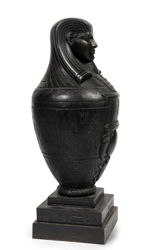 A Bronzed Metal Canopic Jar with Base (GS. 356)