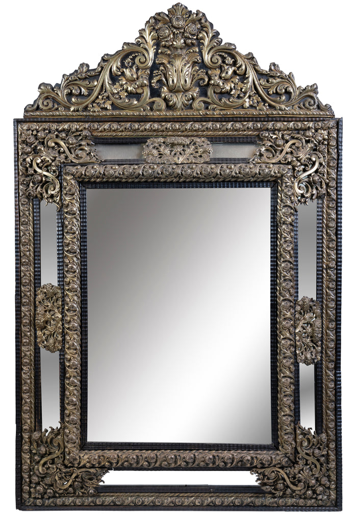 A Flemish Repousse Cushion Fronted Mirror 19th Century (GS. 386)