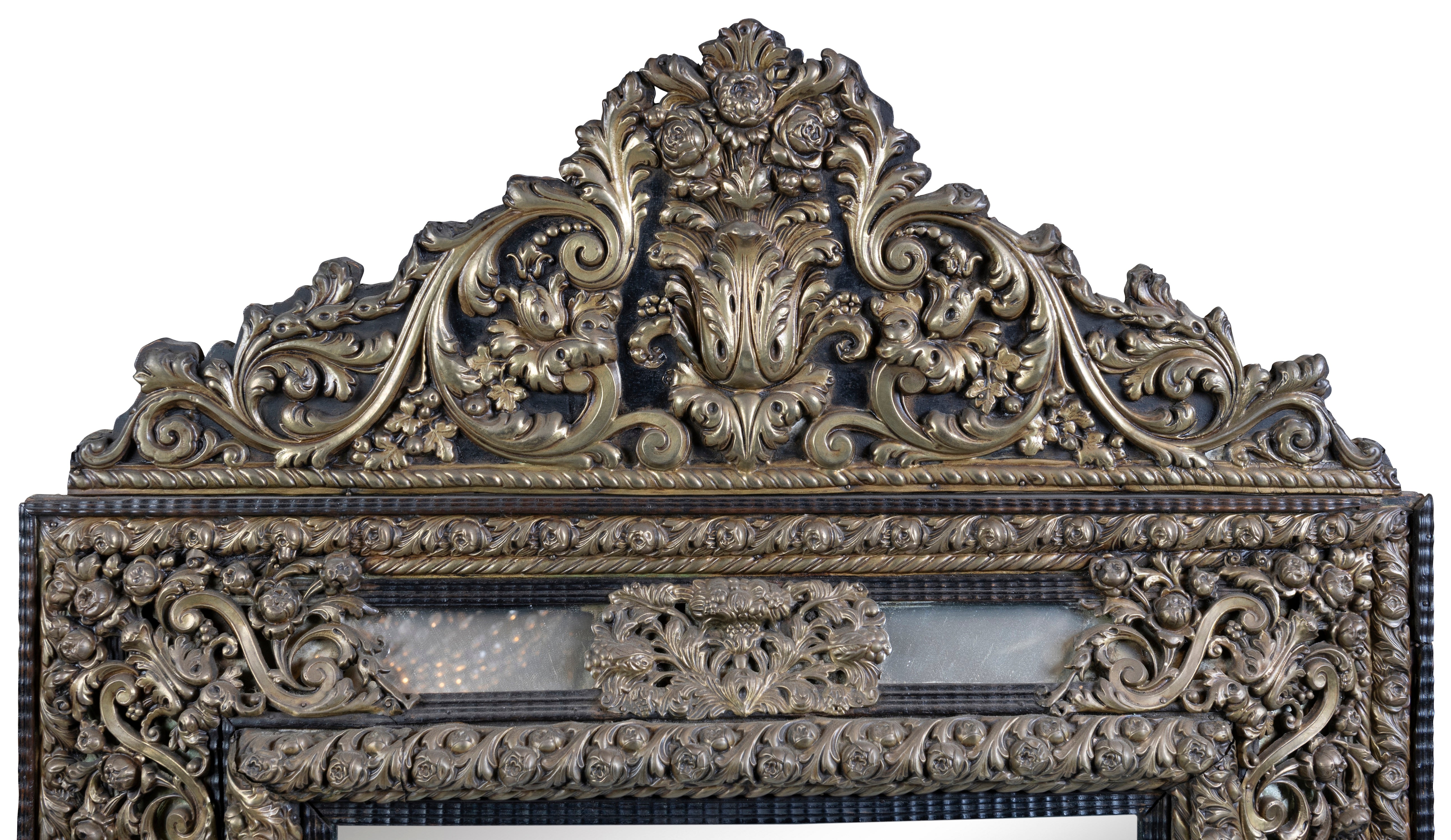 A Flemish Repousse Cushion Fronted Mirror 19th Century (GS. 386)