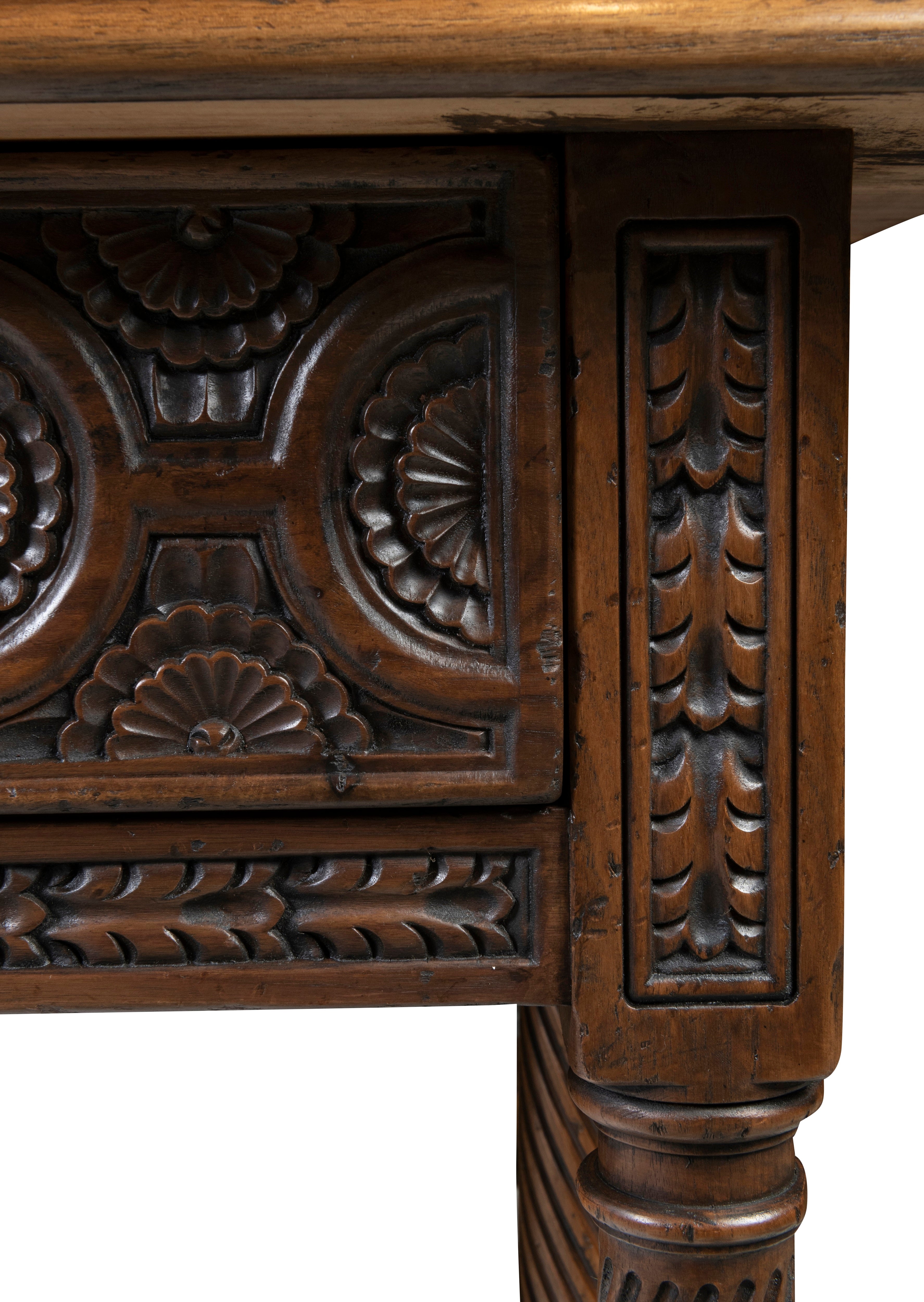 A Walnut Portuguese Style Side Tables with Two Drawers