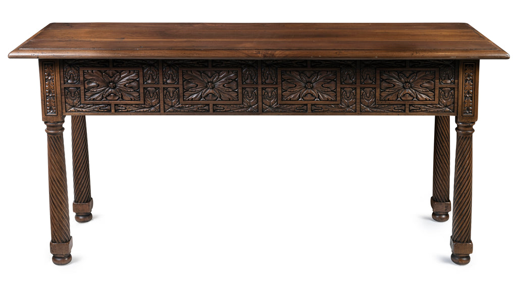 A Walnut Portuguese Style Side Tables with Two Drawers