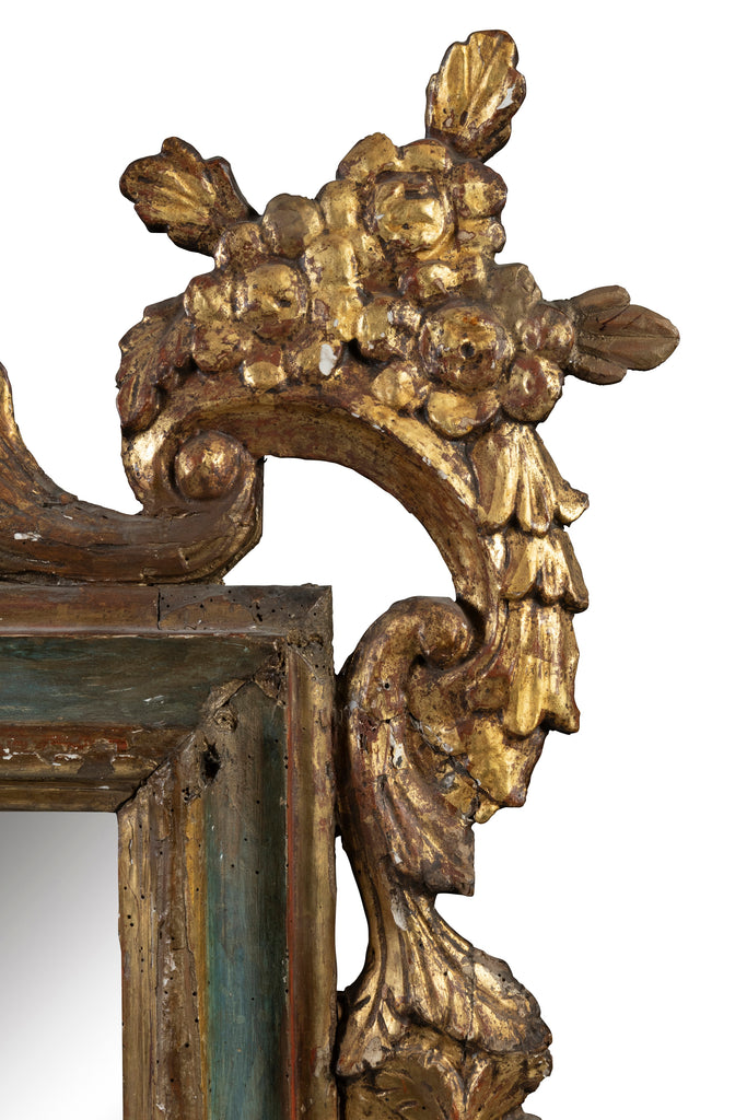 A Pair of 18th Century Italian Giltwood and Polychrome Mirrors