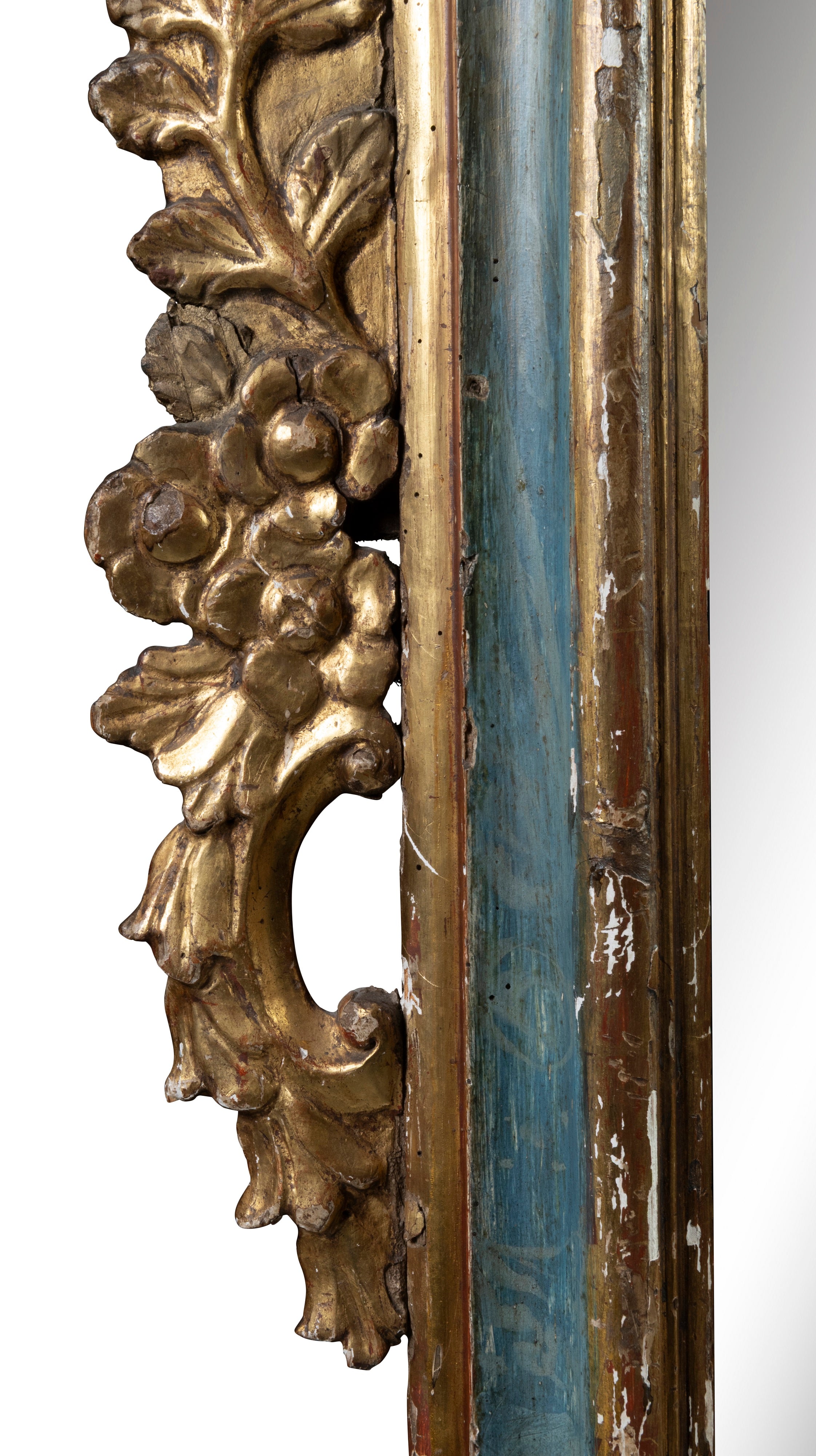 A Pair of 18th Century Italian Giltwood and Polychrome Mirrors
