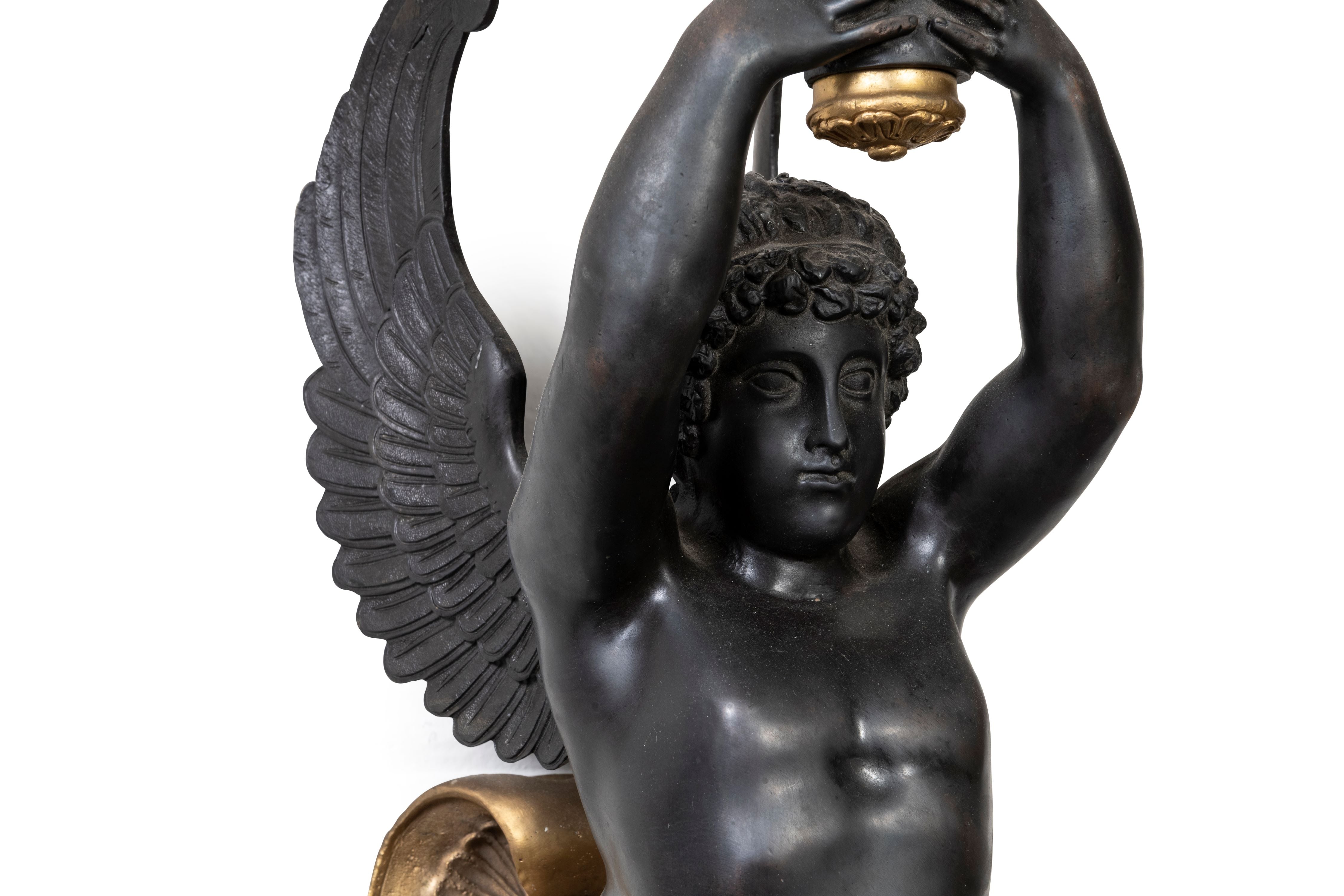 A Pair  of French Empire Style Ormolu Candelabra.