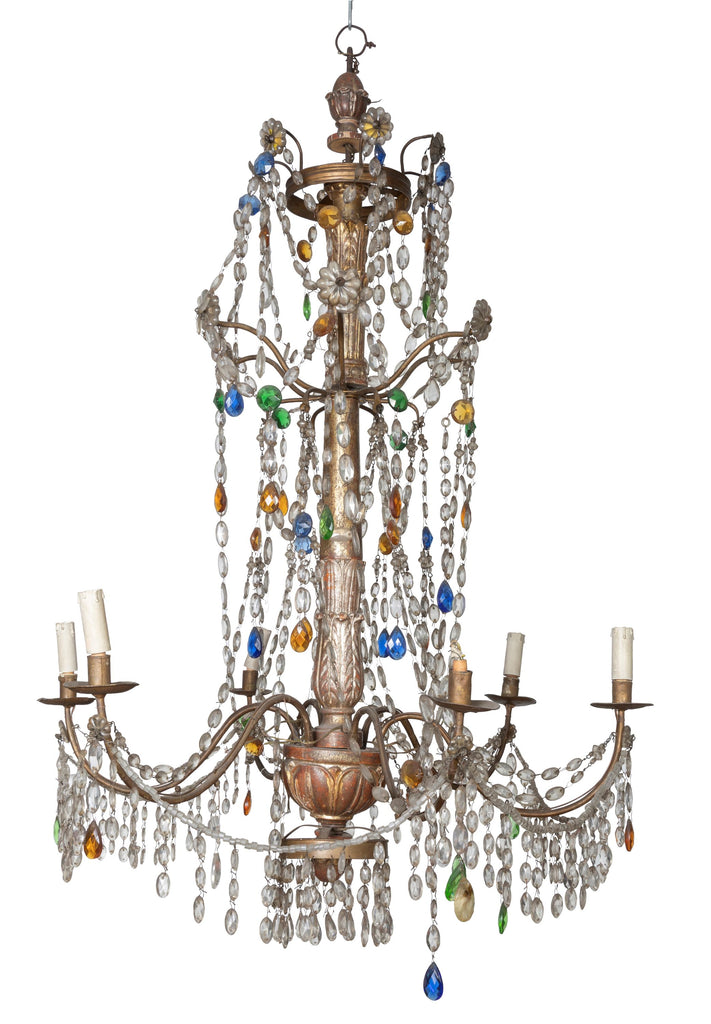 An Italian Coloured Glass and Brass Chandelier, 19th Century (GS 88.)