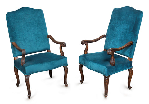 A Pair of Italian Walnut Fauteuils