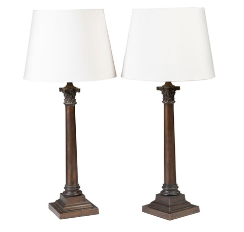A Pair of Cast Bronze Lamps.