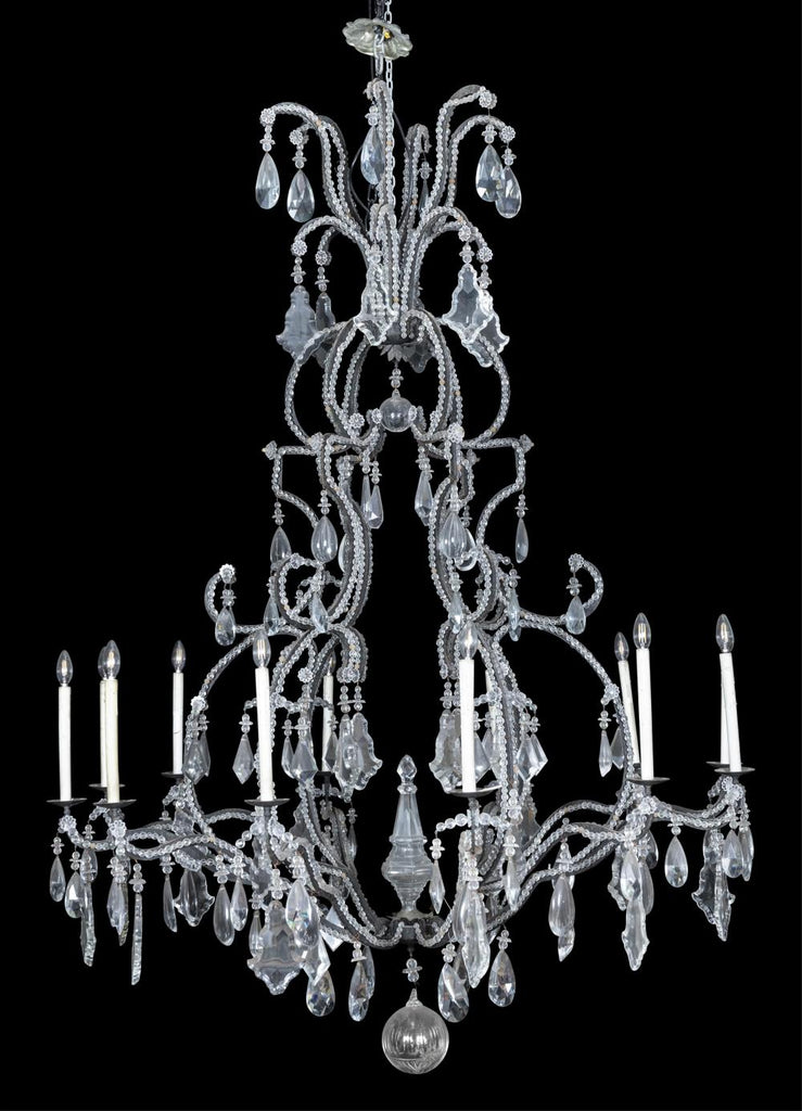 A Massive Louis XV Style Wrought Iron and Glass Chandelier