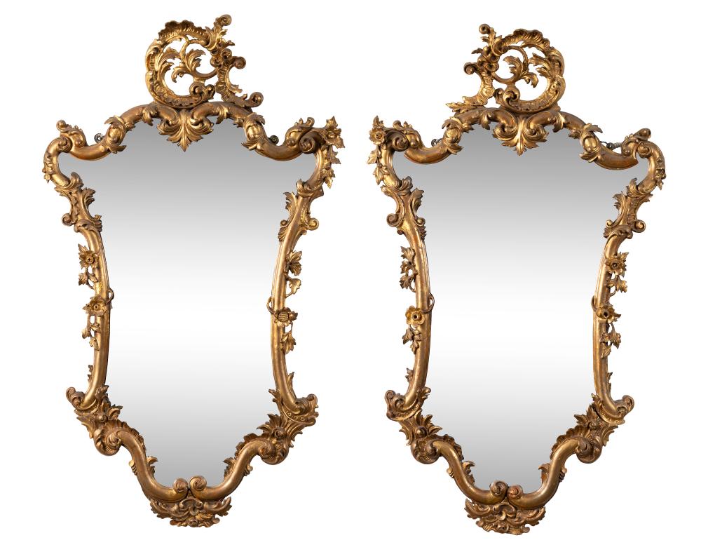 A Pair of French Louis XV Style Giltwood Mirrors, 19th Century