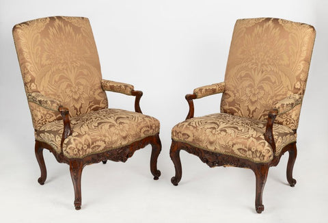 A Pair of Louis XV Style Walnut Armchairs, 18th Century