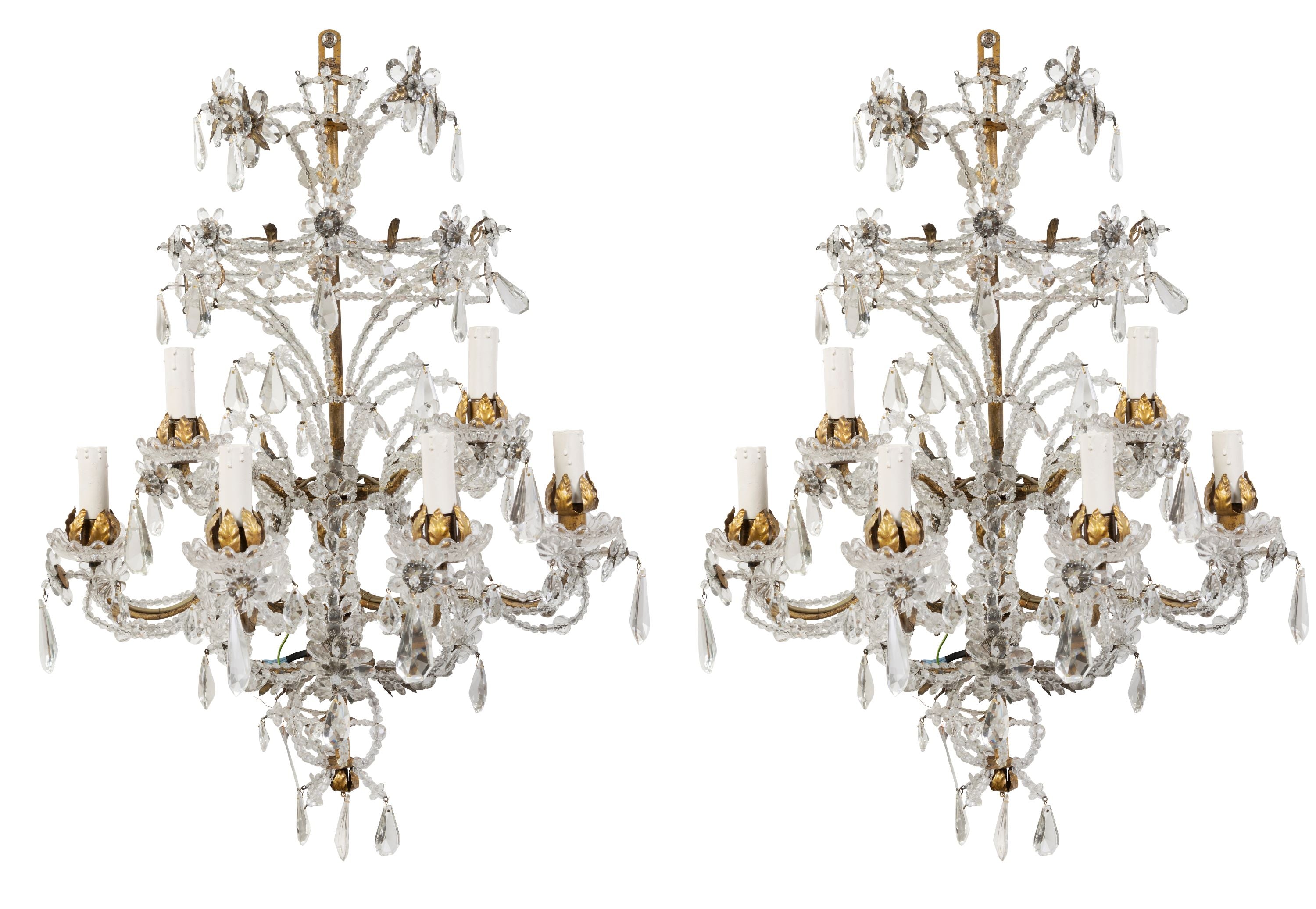 A Pair of 19th Century North Italian Beaded Wall Sconces