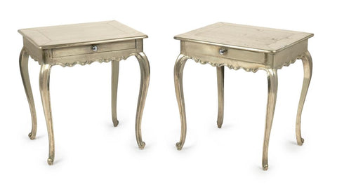 A Pair of Silvered French Provincial Style Bedside