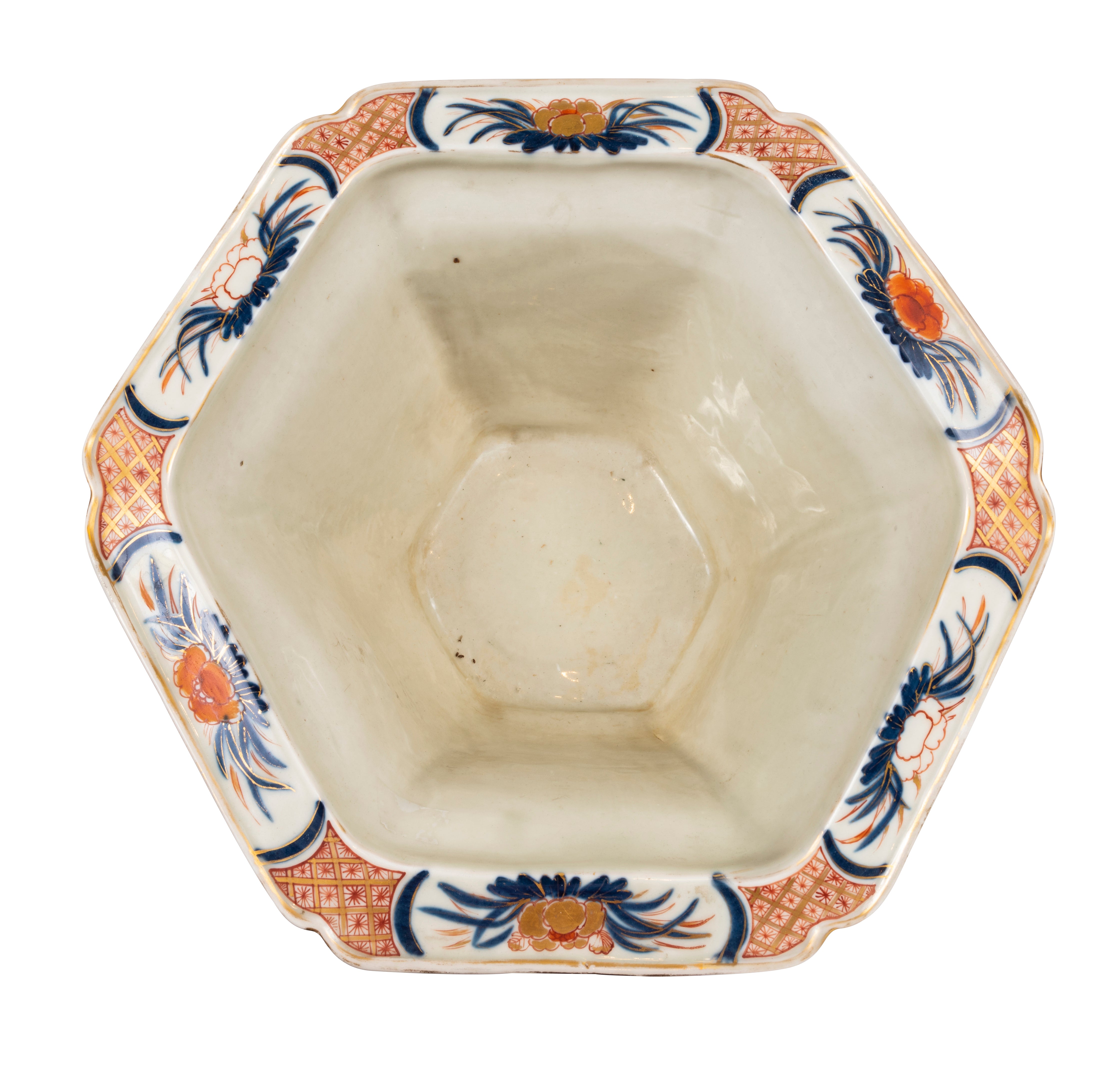 A Pair of 19th Century Imari Hexagonal Jardinieres (GS 33)