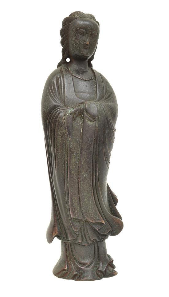 A Chinese bronze White Robed Guanyin
