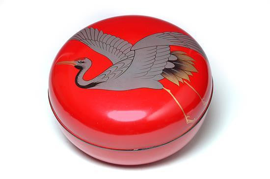A Japanese Red Lacquered Covered Circular Box