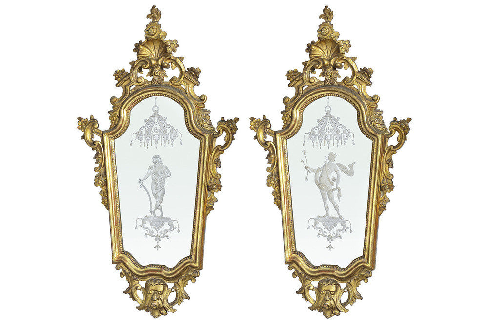 A Pair of 19th Century French Gilt Wood Wall Mirrors