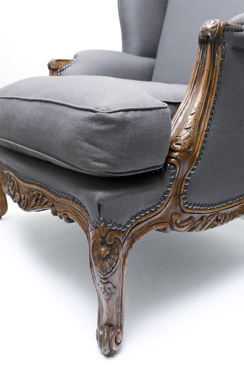 A Pair of Louis XV Style Wingback Armchair