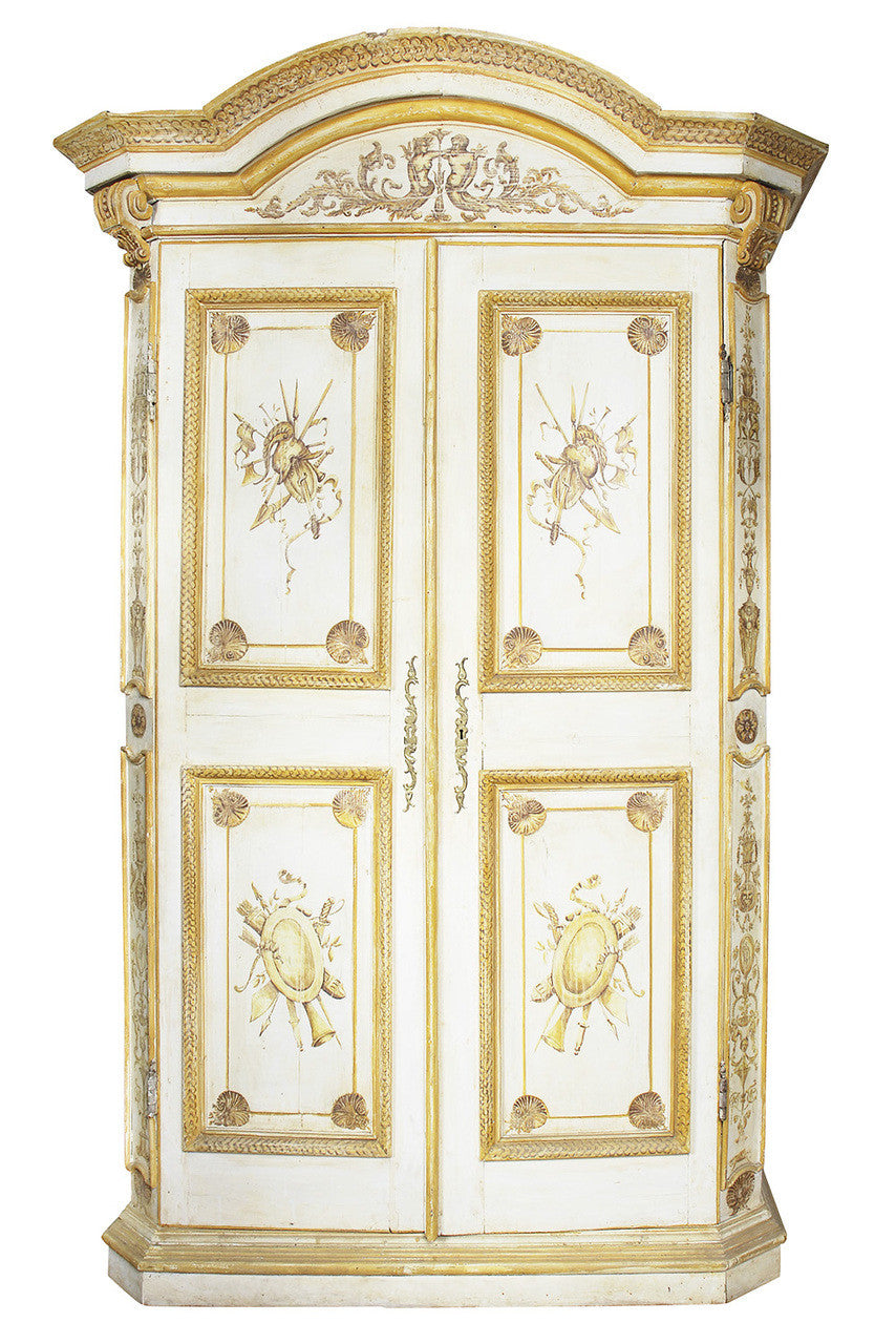 A French Painted Pine Armoire, Circa 18th Century