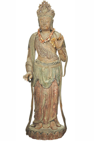 A Carved Wood Standing Figure of a Bodhisattva, Ming Dynasty (1368-1644)
