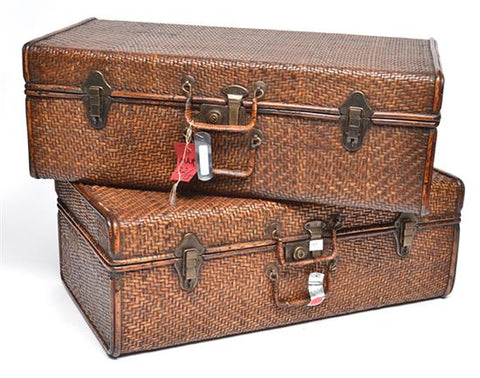 Vintage Chinese Wicker Suitcases