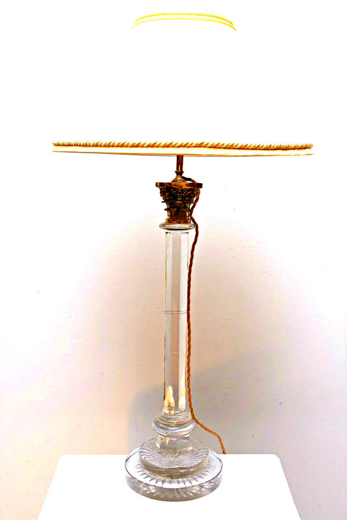 A Pair of Cut Glass Column Lamp Bases