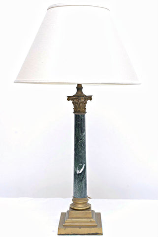 A Pair of Column Faux Marble Lamp