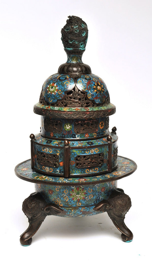 A Chinese Cloisonne Tiered Censer